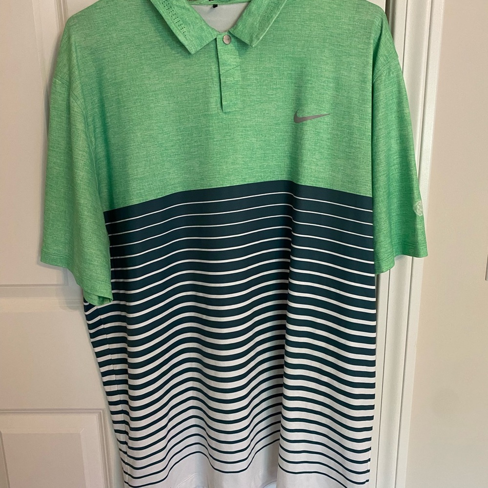 Nike (Tiger Woods) Green and White Golf Polo Shirt